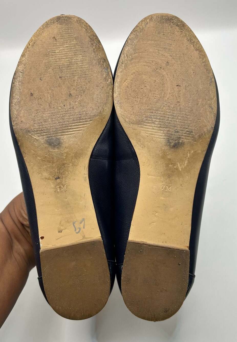 Talbots Ryan Chevron Quilted Leather Navy Blue Loafer Flats Size 7M - Picture 4 of 6